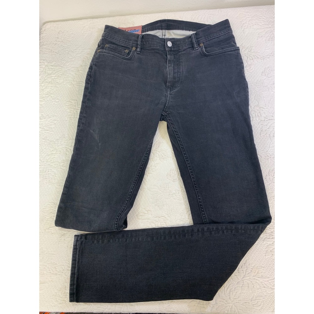 Acne Studios Bla Konst North Used Blk Slim Jeans Mens 32x32 Black Made‎ in Italy